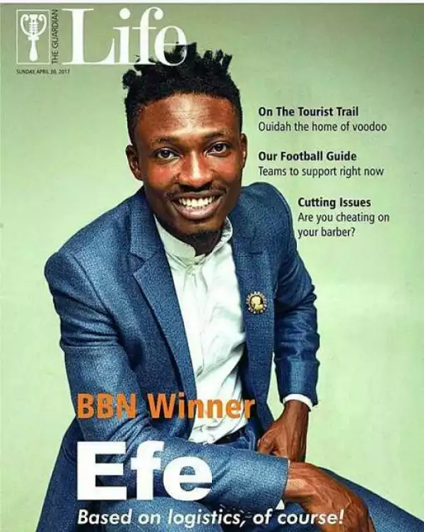 #BBNaija 2017 Winner, Efe Covers Guardian Life Magazine